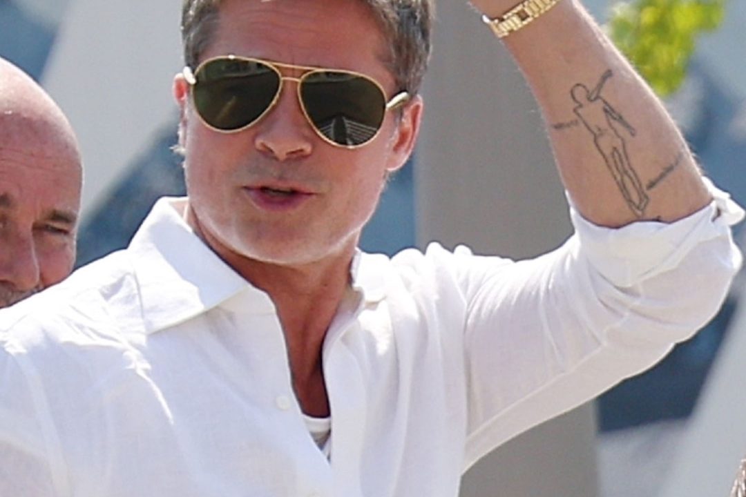 Brad Pitt and Ines de Ramon Arrive in Style for Venice Film Festival