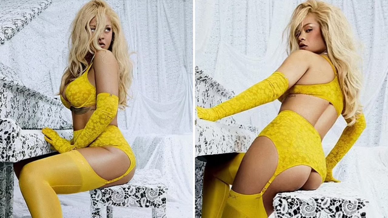 Rihanna Poses in Lace Underwear Set for Savage X Fenty Lingerie Shoot