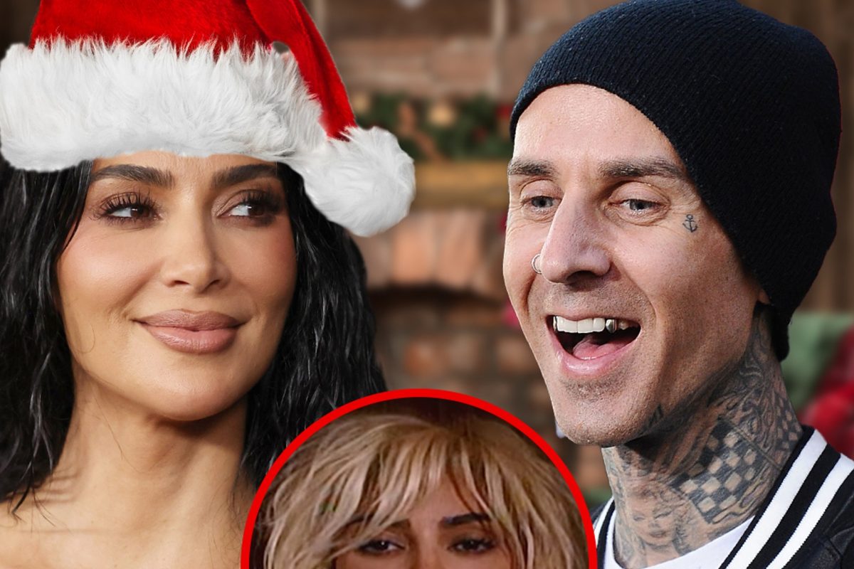 Kim Kardashian Drops ‘Santa Baby’ Cover Produced by Travis Barker