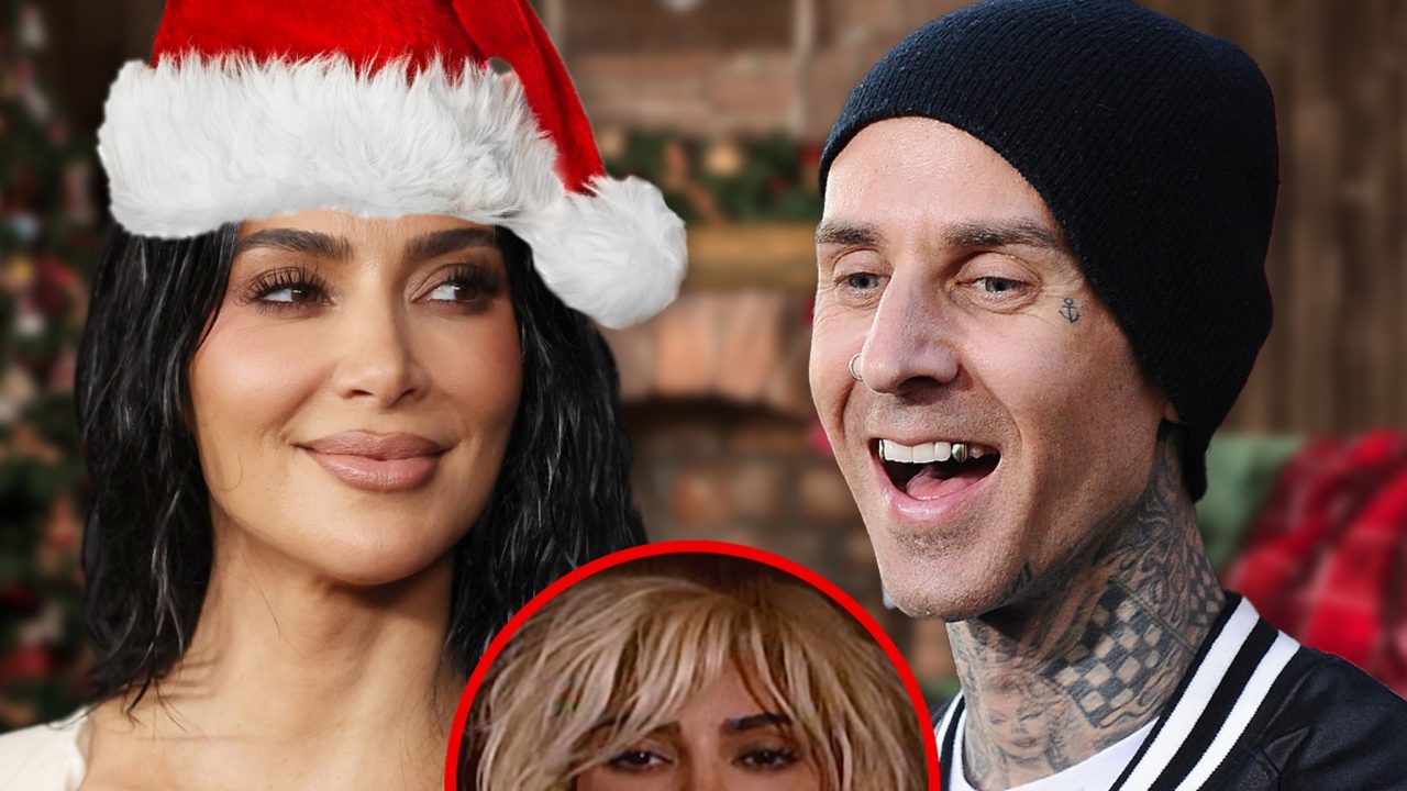 Kim Kardashian Drops ‘Santa Baby’ Cover Produced by Travis Barker